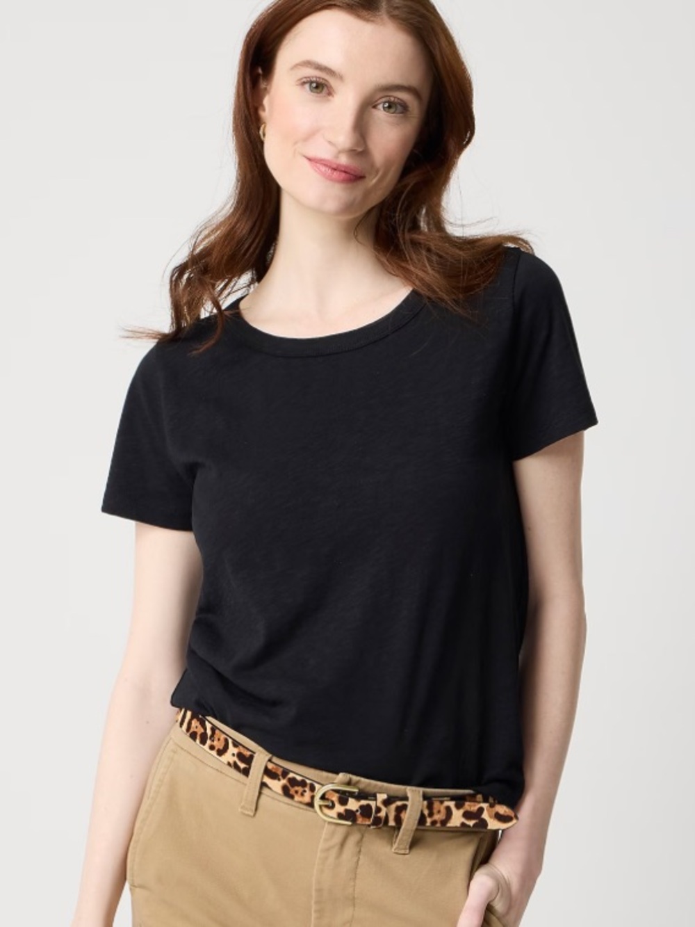 New J. Crew Factory Short-sleeve Girlfriend Crewneck Tee Cotton Black Size Large